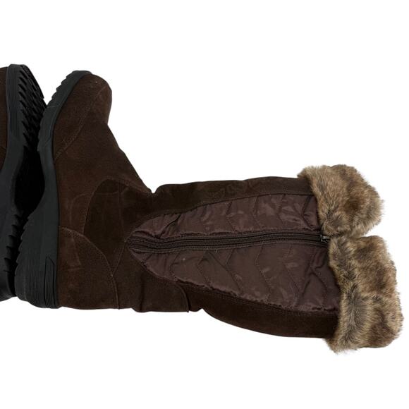 Lands End Winter Snow Boots 8.5 Sophia Brown Leather Faux Fur Lined Tall Zip Up - Picture 8 of 13